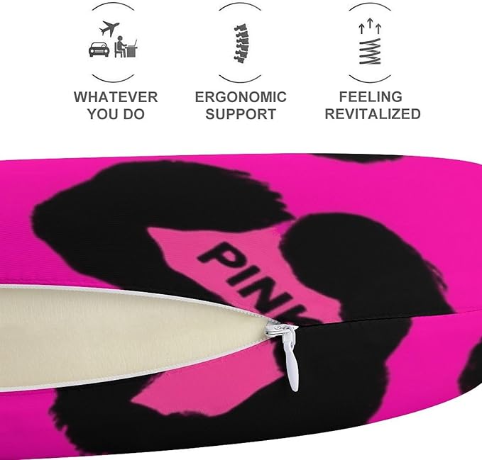Breathable U-Shaped Neck Pillow Memory Foam Travel, Cheetah Lignt Pink Leopard U-Shape, Machine Washable Support Home Office