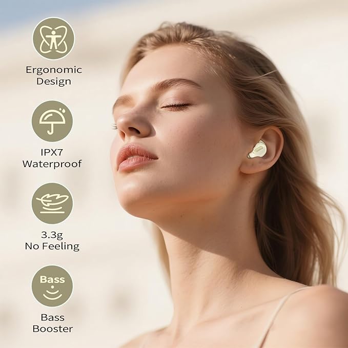 Sleep Earbuds, Mini ANC Wireless Earbuds Bluetooth 5.4 Headphones Deep Bass Stereo, 48H Playtime Ear Buds, 4 ENC Noise Cancelling Mic, In Ear IP7 Waterproof Earphones for Side Sleepers,Touch Control