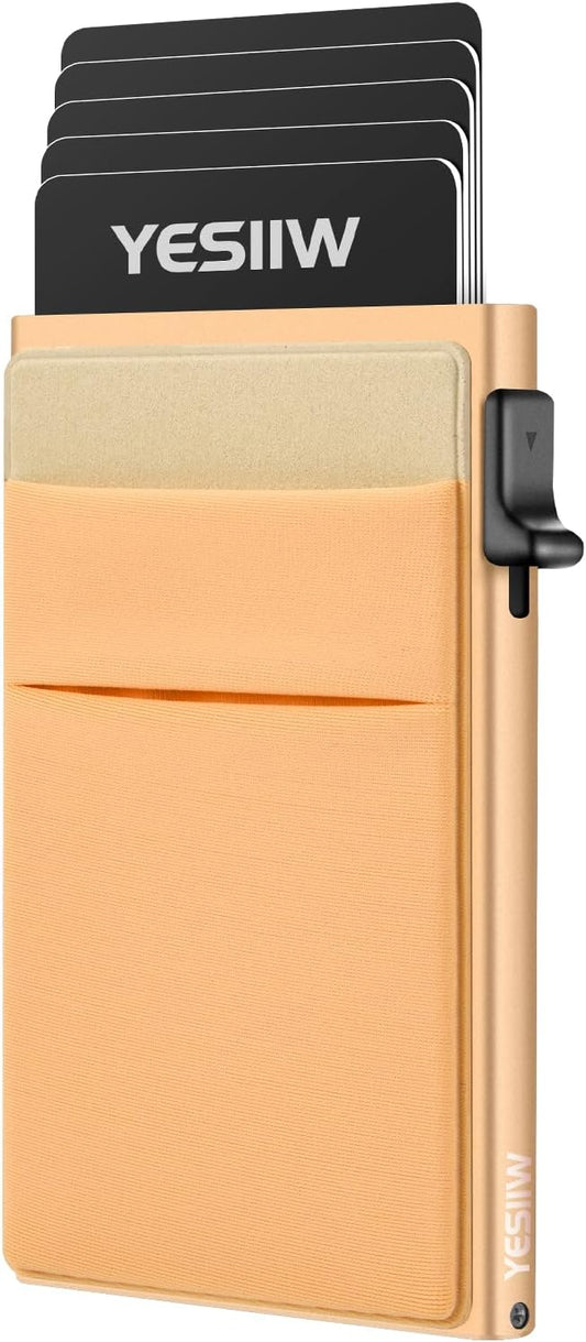 YESIIW Credit Card Holder Wallet for Men RFID Blocking Slim Minimalist Metal Wallet with Money Pocket Contactless Card Protector