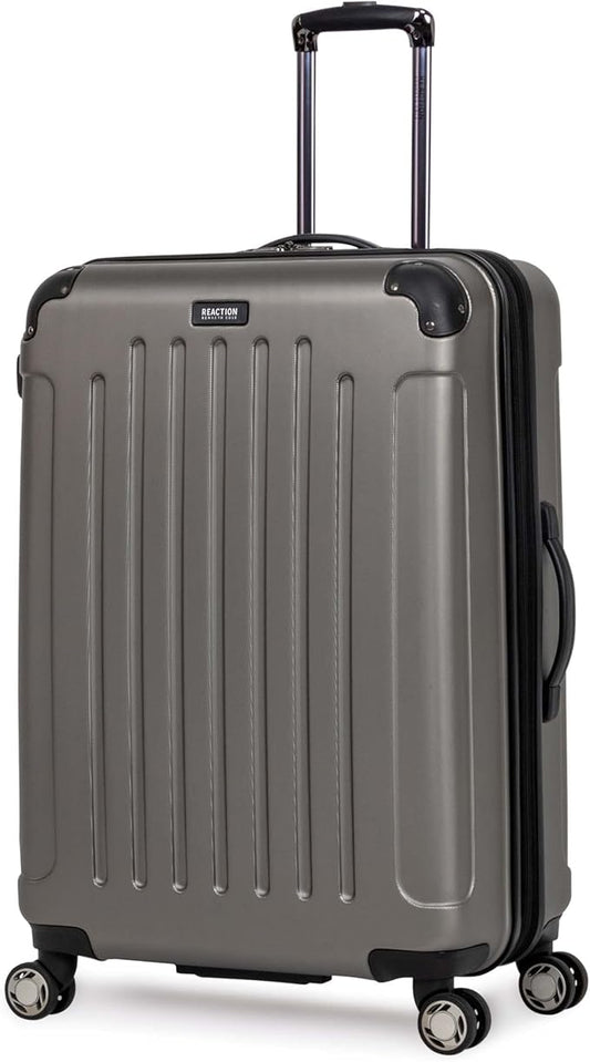 Kenneth Cole REACTION Renegade Luggage Expandable 8-Wheel Spinner Lightweight Hardside Suitcase, Silver, 28-Inch Checked