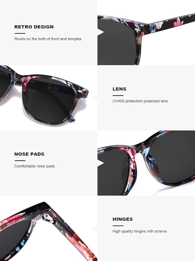 Wzerry Sunglasses for Women Polarized, Sun Glasses Vintage Style Trendy Round UV400 Protection Lens