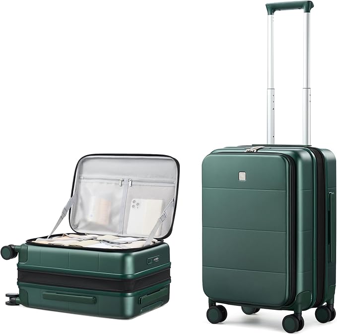 Hanke Hardside Expandable Carry On Luggage, 20 Inch Top Opening Trunk Luggages with Spinner Wheels, All-PC Hard Shell Carry-On Suitcase, Lightweight & TSA Airline Approved (Blackish Green, 46L)
