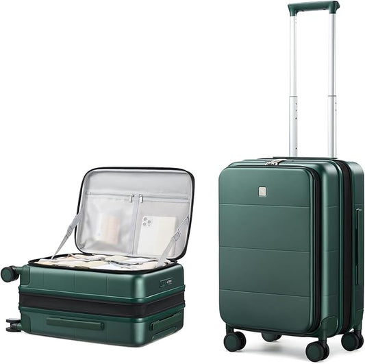 Hanke Hardside Expandable Carry On Luggage, 20 Inch Top Opening Trunk Luggages with Spinner Wheels, All-PC Hard Shell Carry-On Suitcase, Lightweight & TSA Airline Approved (Blackish Green, 46L)