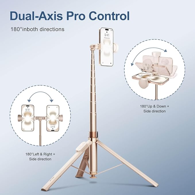 66" Automatic Phone Tripod Stand with Remote, Cell Phone Tripod for iPhone Video Recording & Live Streaming, Adjustable Selfie Stick Tripod for Content Creators, Vloggers