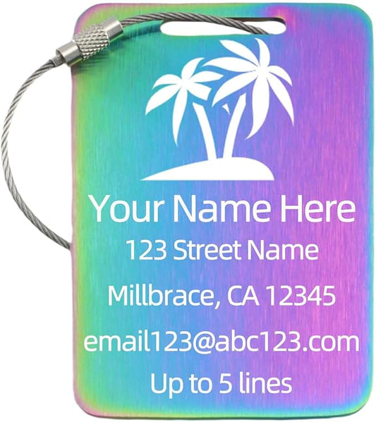 Sturdy and Durable Personalized Luggage Tags for Suitcases,Cruise Essentials Travel Tags for Luggage,Travel Bag Labels,Heavy-Duty Stainless Steel Colorfull Rectangular Vertical Suitcases Tags
