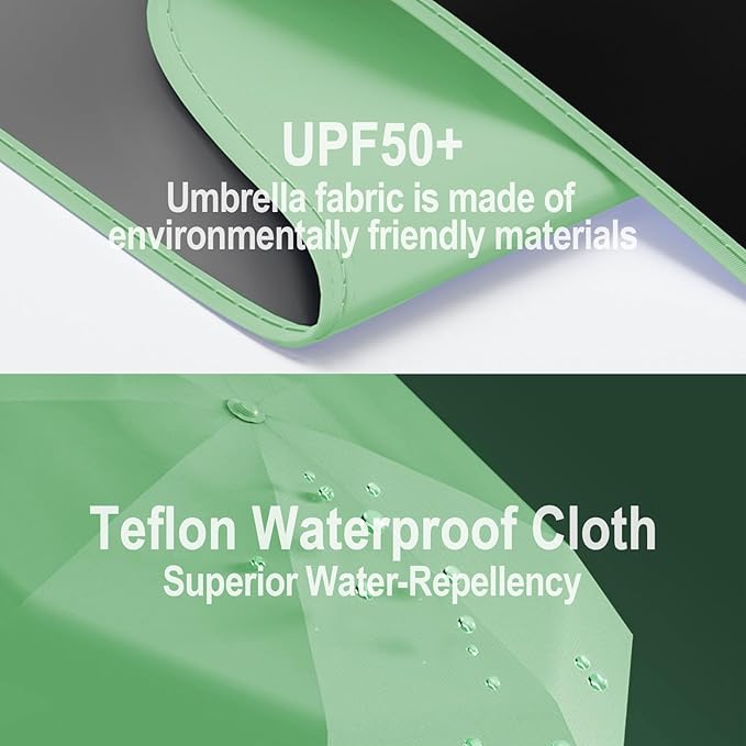 Windproof Mini Travel Folding Umbrella - UPF 50+ Sun & Rain Protection, Small Compact Lightweight Design Fits in Pocket or Bag, Eco-Friendly Fabric Wallet Umbrella for Commuter, Men Women Boys Girls