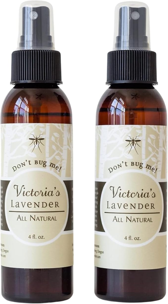 Victoria's Lavender Don’t Bug Me Natural Bug Spray for Kids, Men & Women – DEET Free Insect Spray with Essential Oils, Aloe Vera & Eucalyptus for Outdoor & Indoor, Made in USA – 2 Pack (4 Fl Oz)