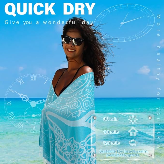 Thin Turkish Beach Towel Lightweight Quick Dry Absorbent Cotton Bathroom Bath Pool Swim Towels Extra Large Oversized Sand Free Beach Accessories Essentials Cloud Gifts for Adult