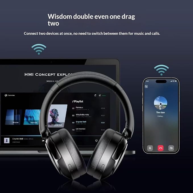Noise Cancelling Headphones,Wireless Bluetooth 5.4 Over-Ear Headphones,ANC Active Noise Canceling, Long Battery Life, and a Foldable Design Make it Suitable for Travel, Sports, and Gaming. (2pcs)