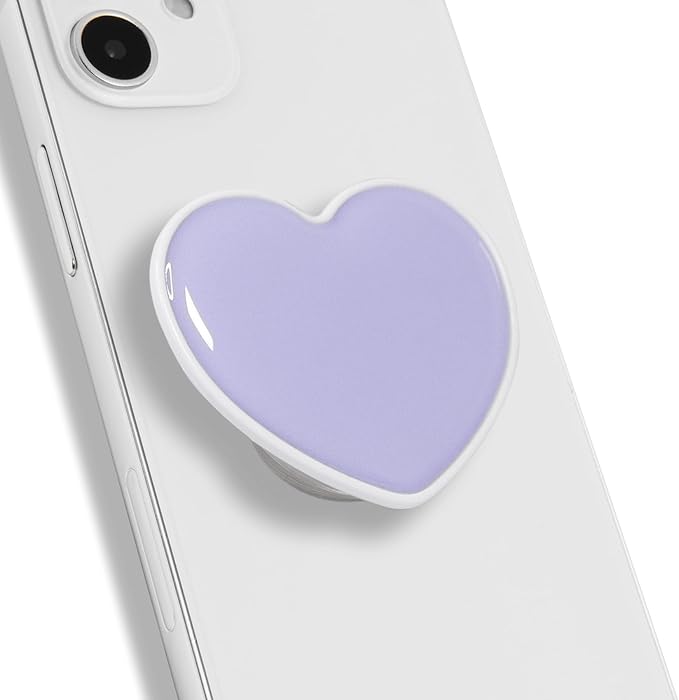 OnTheGrip Cute Solid Macaron Color Heart Shape Collapsible Mobile Phone Grip Stand Holder for Smartphone Tablet Cell Phone Accessory (Lavender)