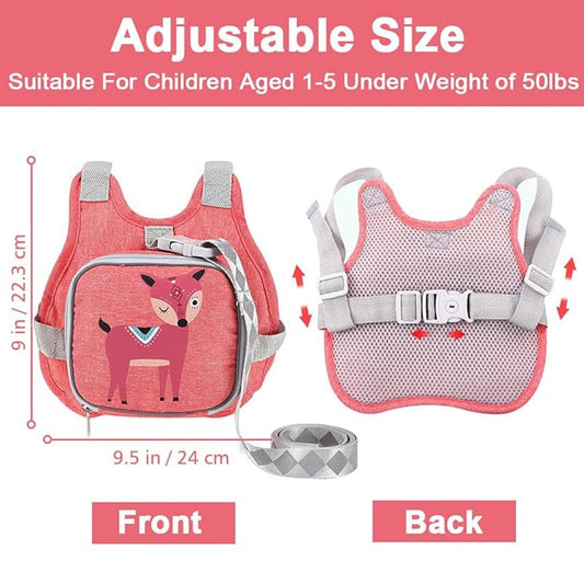 Toddler Harness Leash + Anti Lost Wrist Link, Accmor Kids Harnesses Children Leashes for Girls, Cute Deer Baby Walking Holder Anti-Lost Bracelet Strap Tether for Outdoor Keep Kids Close (Pink)
