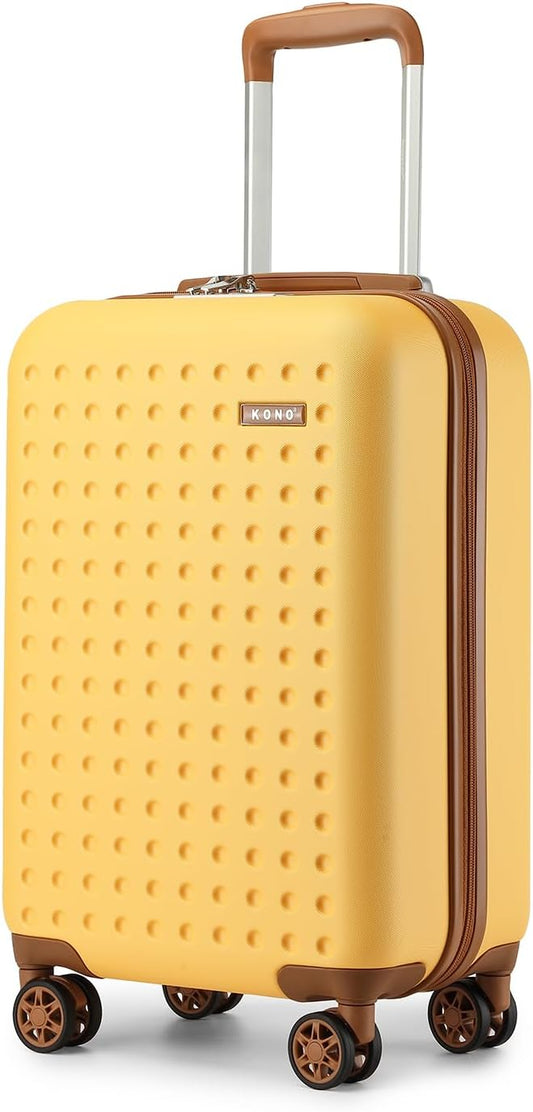 Kono Carry On Luggage 22x14x9 Airline Approved Lightweight Hardside Suitcase with Spinner Wheels & Built-in TSA Lock (Yellow, 20 Inch)