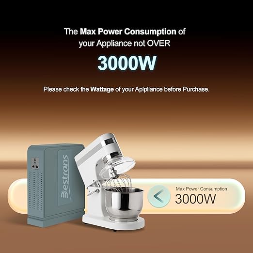 3000W Step Up Transformer 110v to 220v Converter, Heavy Duty Voltage Converter 110v to 220v with Dual Outlets, Overload Protection & Ultra-Quiet Design for Home Appliances,Grey Green