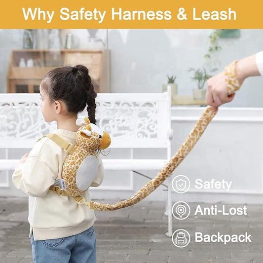 2 in 1 Monkey Toddler Safety Harness Backpack Children's Walking Leash Strap (giraffe)