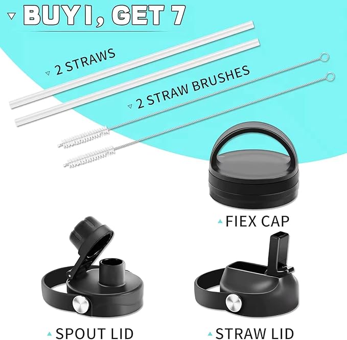 HYDROWION Water Bottle Stainless Steel,Vacuum Insulated Leak Proof Tumbler 32oz with Straw Lid, Spout Lid and Flex Cap(Cold for 48 Hrs, Hot for 24 Hrs), Fit in Any Car Cup Holder, Wood