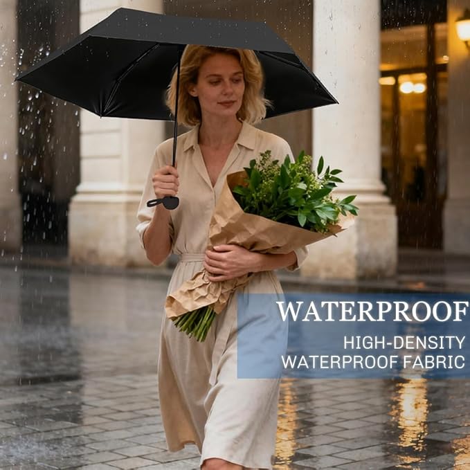 TOPSAIL Mini Umbrella Compact for Travel, UV Sun Protection(UPF50+), Waterproof for Light Rain, Suitable for Women & Kids With a Case, Manual 6k Folding Small Pocket Size Ufor Backpack/Purse