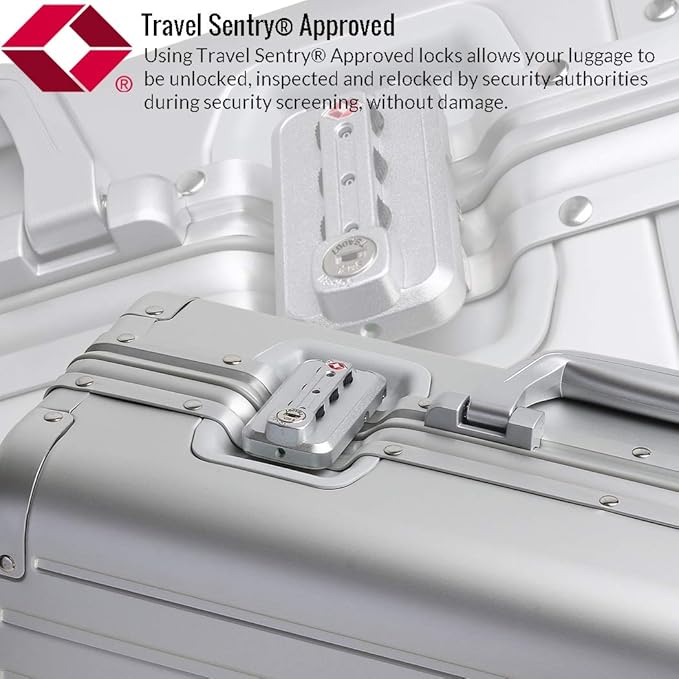 25-inch Aluminum Checked Luggage: Silver - Full Metal Shell - Crush-Resistant & Burst-Proof, TSA Lock & Spinner Wheels for Business Travel - Men Women