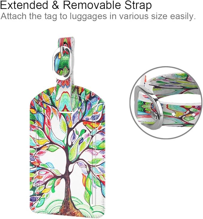 FINTIE 2 Pack Luggage Tags, Leather Name ID Labels with Privacy Cover for Travel Bag Suitcase, Theme - Love Tree