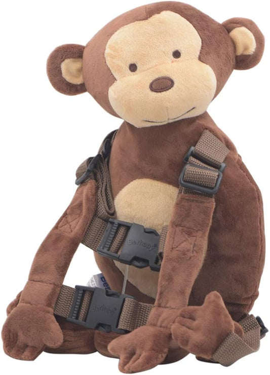 2 in 1 New Monkey Toddler Safety Harness Backpack Children's Walking Leash Strap（Brown）
