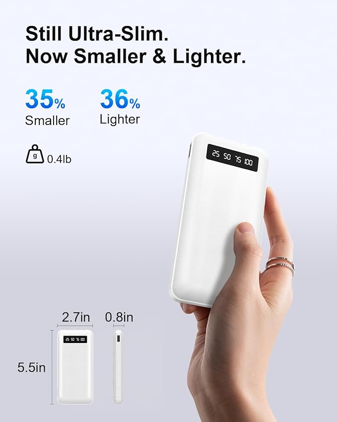 Portable Charger Power Bank with 4 Built in Cables,38800mAh 22.5W External Battery Pack, USB C Fast Charging, Travel Phone Charger for iPhone 17/16/15 Samsung Android iPad(White,38800mAh)