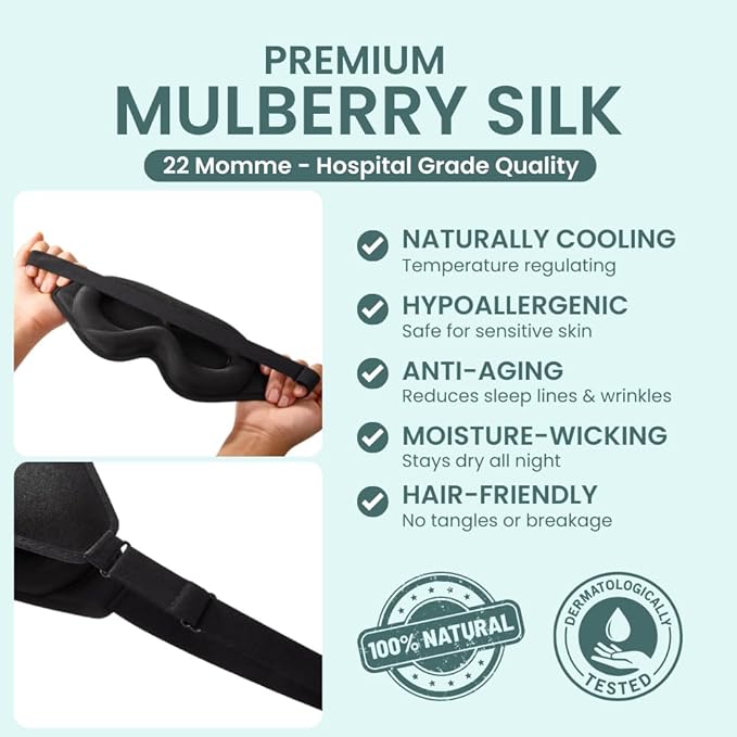 Glowco Sleep Mask for Men & Women | 3D Contoured Eye Mask for Side Sleepers, 100% Blackout, Zero Pressure, Adjustable Strap, Soft Breathable Fabric | Light Blocking Sleeping Mask for Travel & Home