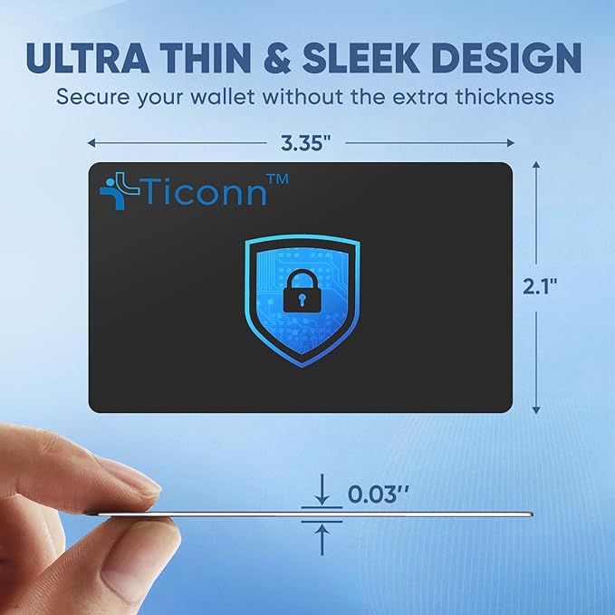 TICONN RFID Blocking Cards - 2 Pack, Premium Contactless NFC Debit Credit Card Passport Protector Blocker Set for Men & Women, Smart Slim Design Perfectly fits in Wallet/Purse (2)