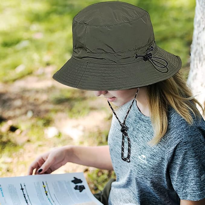 Waterproof Bucket Hat for Women and Men - UV Protection Beach Sun Hat Fishing Safari Boonie Hat Rain Hat Adjustable Packable