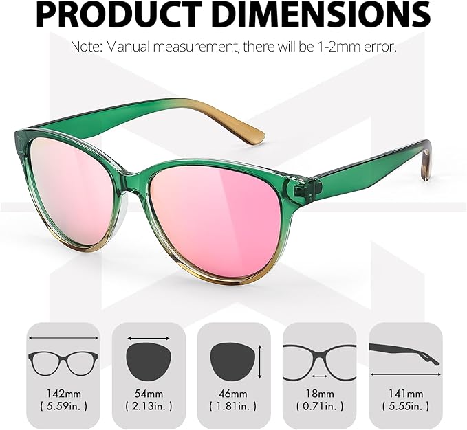 Myiaur Polarized Sunglasses for Women, Trendy Cat Eye Sun Glasses UV400 Protection Classic Retro Shade 2 Pack