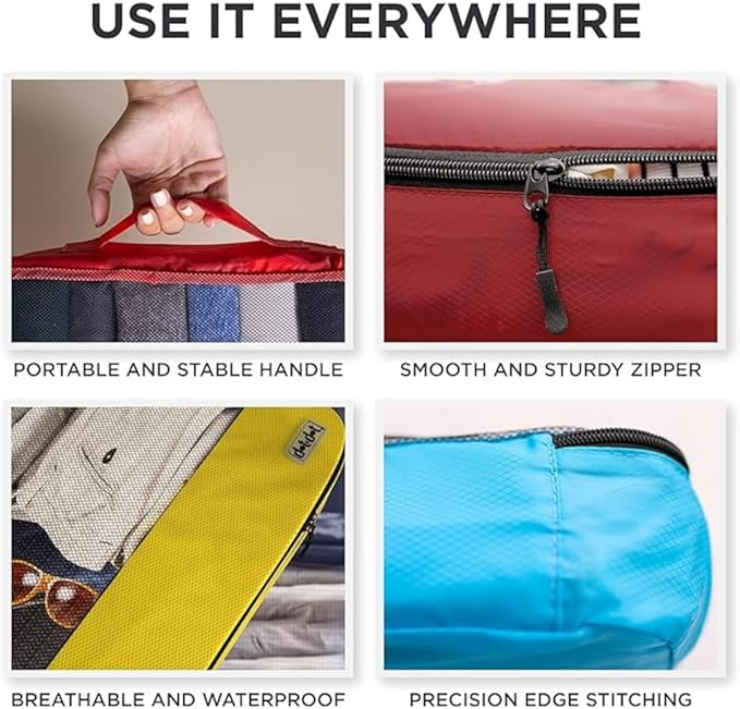 5pc Purple Large Packing Cubes for Suitcases - Travel Packing Organizers for Carry on Luggage Cubes set of 5