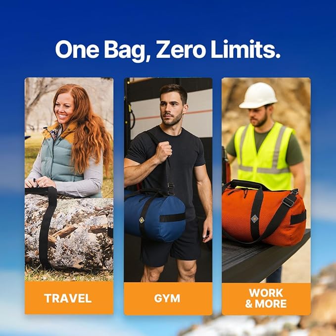 Diamond Ripstop Duffle Bags, Ultra Tough & Tear Resistant, Reinforced Stitching, Weatherproof, Packable Foldable Duffle Bag for Traveling