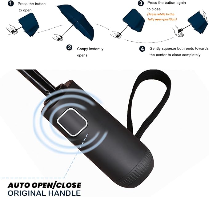 SIEPASA Windproof Travel Compact Umbrella-Automatic Umbrellas for Rain-Compact Folding Umbrella, Travel Umbrella Compact, Windproof Umbrellas for Men Women Teenage.(Black, 54 Inch)