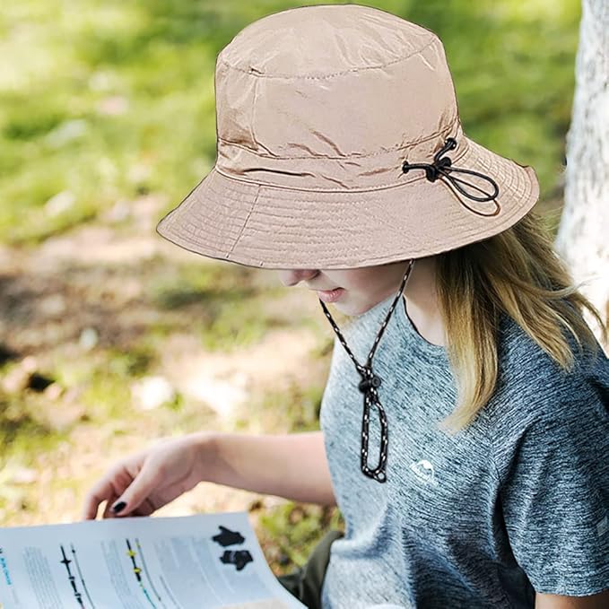 Waterproof Bucket Hat for Women and Men - UV Protection Beach Sun Hat Fishing Safari Boonie Hat Rain Hat Adjustable Packable