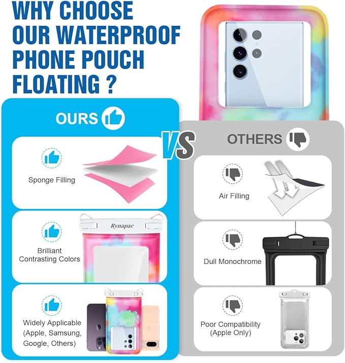 [Floatable] Waterproof Phone Pouch 2 Pack - [Up to 8.5"] IPX8 Floating Waterproof Phone Case Dry Bags with Adjustable Lanyard for Beach Vacation Travel Cruise Ship Pool Kayak Essentials