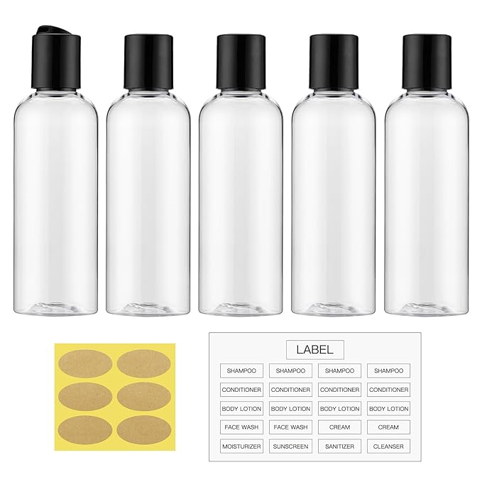 Travel Bottles for Toiletries 3.4 oz - Travel Size Containers for Shampoo Plastic - Small Empty Lotion Squeeze Bottle for Liquid TSA Approved - Leak Proof Mini Conditioner Refillable Clear 100ml