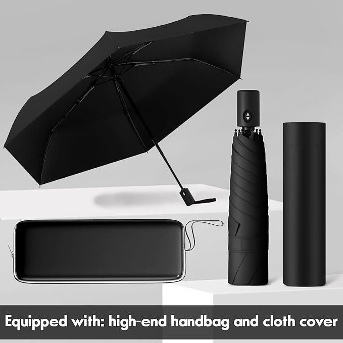 Auto Open Close Umbrella - Ultra Light Compact Travel & Backpack Size for Women and Men, UPF 50+ Eco-Friendly Sun Protection & Windproof Rain Umbrella with UV Defense