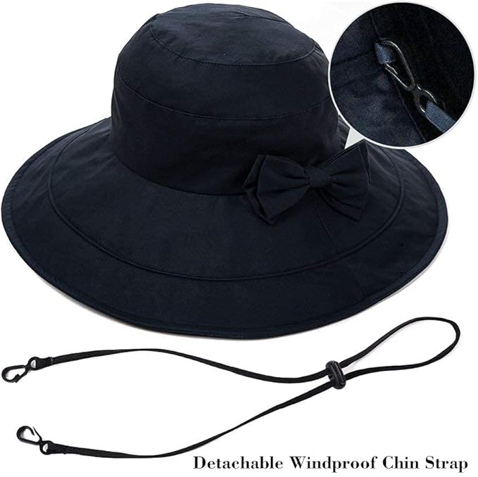 Comhats Packable Summer Cotton Sun Hat Bucket for Women UV Protection Wide Brim Beach Gardening Travel 54-64CM