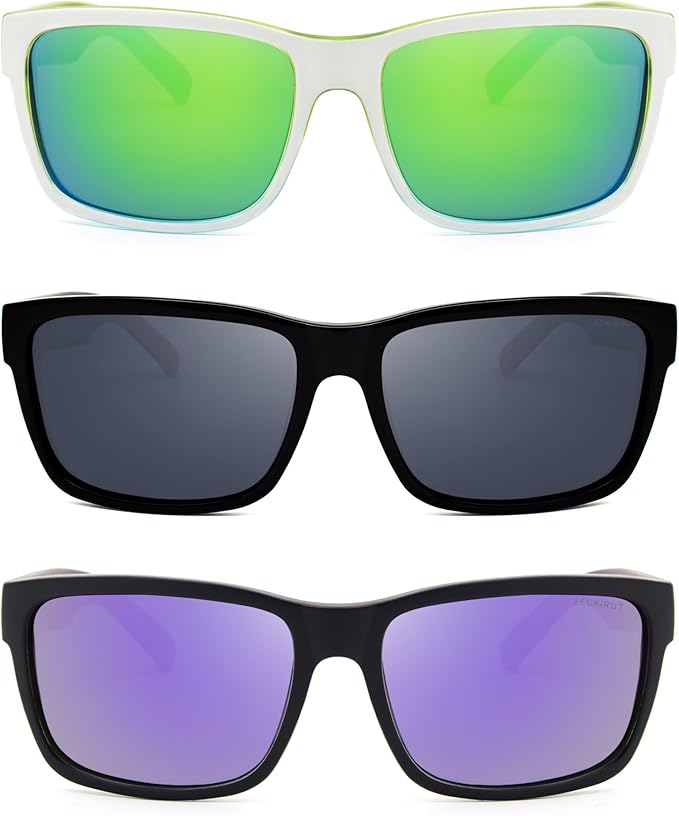 LECKIRUT Vintage Polarized Sunglasses for Men Women Retro Oversized Square Mirror Sun Glasses