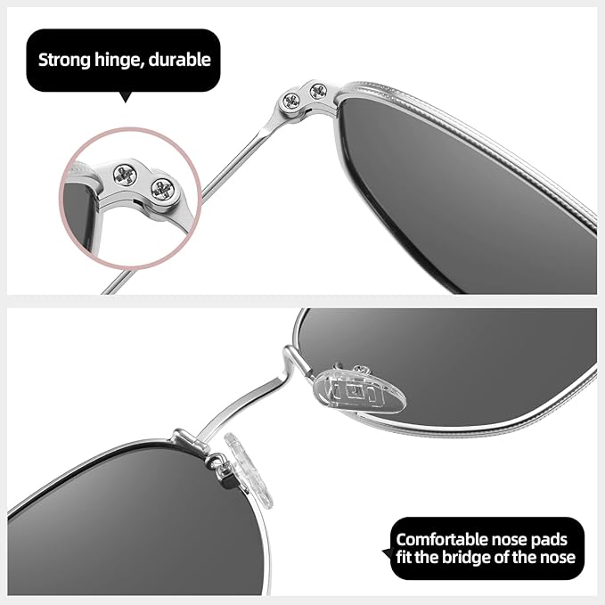 MEETSUN Polarized Hexagon Sunglasses for Women Men Polygon Square Sun Glasses UV400 Protection Metal Frame