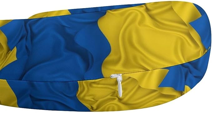Men’s Comfort U-Shaped Neck Pillow Memory Foam Travel, Flag of Ukraine Ukrainian Waving U-Shape, Breathable Car Airplane Support