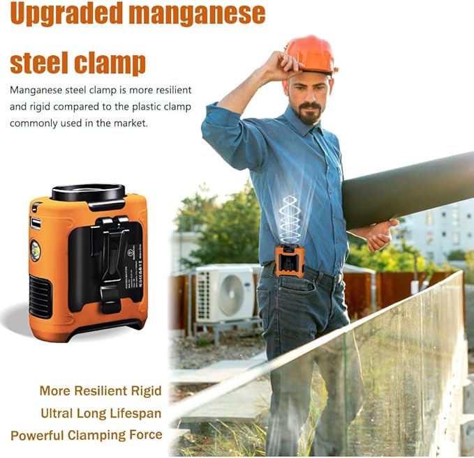 CAZOKASI Personal Fan 10000mAh Waist Clip Portable Rechargeable Wearable Hand Free, 6-40hours Wearable Cooler for Traveling Working Outdoor Office (10000mAh / Orange)