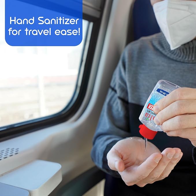 Latalia Mini Hand Sanitizer Travel Size Pack of 12 | 1.85 fl oz with 80% Alcohol Small Hand Sanitizer Bulk For Non-Sticky, Unscented, Gentle & Fresh Hands Anytime