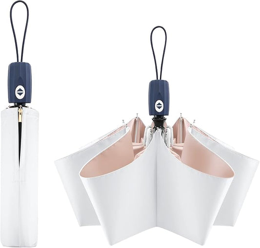 FDJASGY UV Sun Umbrella Compact Folding Travel Umbrella Auto Open Close Compact Folding Rain Umbrellas for Women Men Blocking UV 99.98%