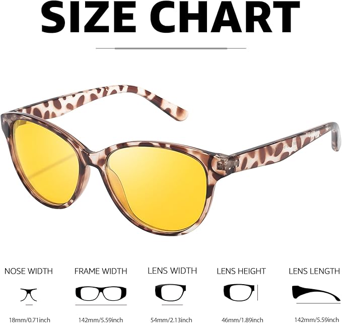 Myiaur Night Vision Driving Glasses for Women, Polarized Anti Glare Yellow Lens Glasses for Nighttime, UV400 Protection