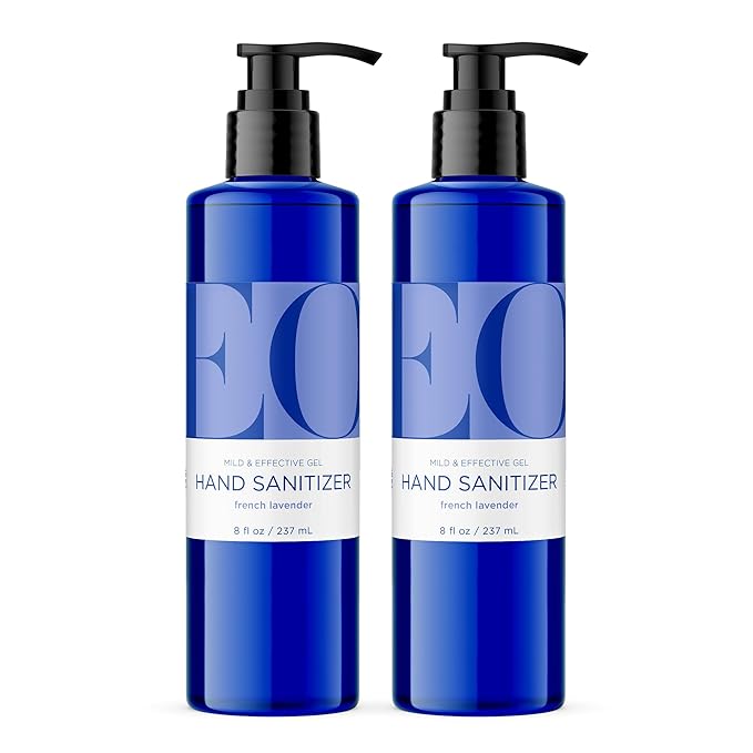 EO Hand Sanitizer, 8 Ounce (Pack of 2), French Lavender made with Sugarcane Alcohol with Essential Oils, 99% Effective Against Germs