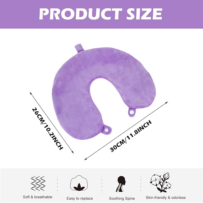 Travel Neck Pillow Cover, Neck Pillow Case, Pure, Soft and Smooh, Airplane Pillow Replacementt Cover Washable (Only Pillow Covers, no Filler)