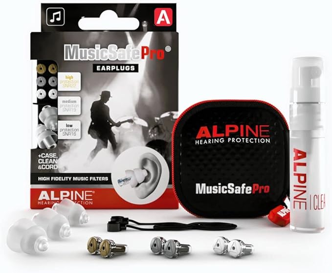 Alpine MusicSafe Pro - High Fidelity Earplugs for Musicians - 3 Interchangeable Premium Filter Sets: 16, 19 & 22 dB - Professional Musician Hearing Protection - Transparent