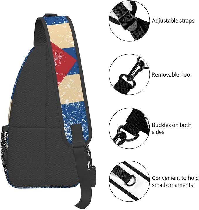 Cuba Flag Sling Bag Multipurpose Crossbody Sling Backpack Travel Cycling Hiking Shoulder Bag For Women Men