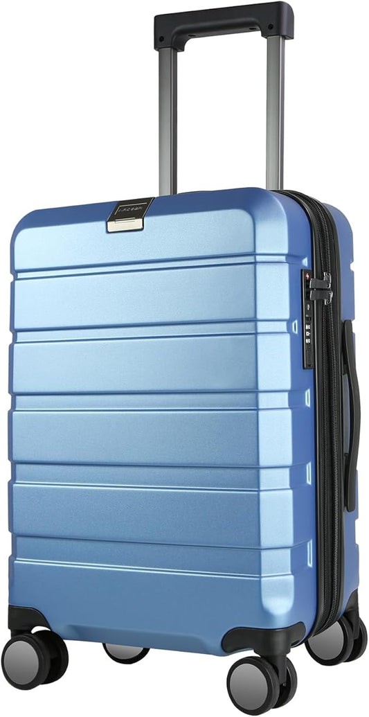 KROSER Hardside Expandable Carry On Luggage with Spinner Wheels & Built-in TSA Lock, Durable Suitcase Rolling Luggage with USB Port, Carry-On 20-Inch, Light Blue