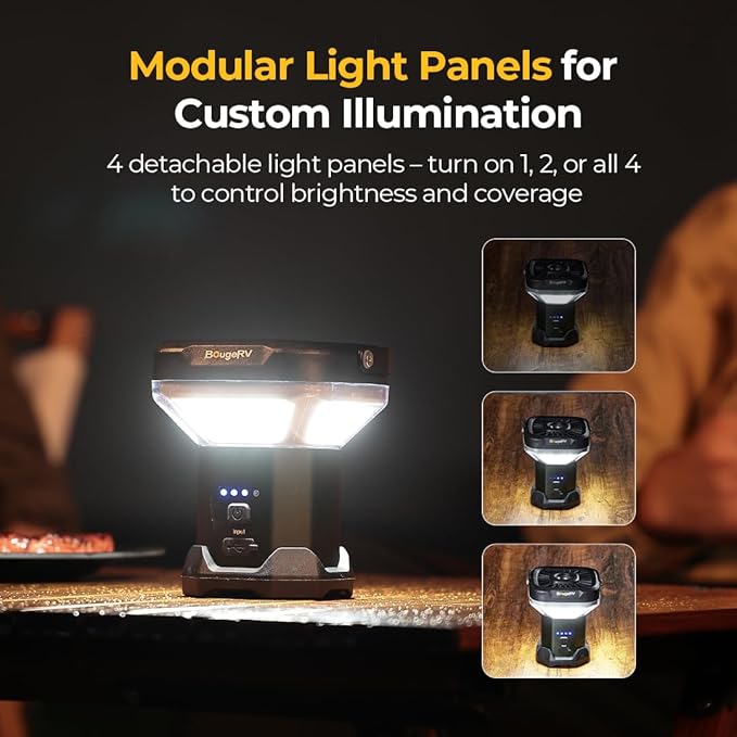 BougeRV Telescoping Camping Light, 3200 Lumen Outdoor Lantern, 8000mAh LED Lantern, 7.55 Feet Tall, 90-Hour Runtion, Rechargeable Tent Lamp for Camping, Emergency, Hiking, Outdoor(Model: CL03)