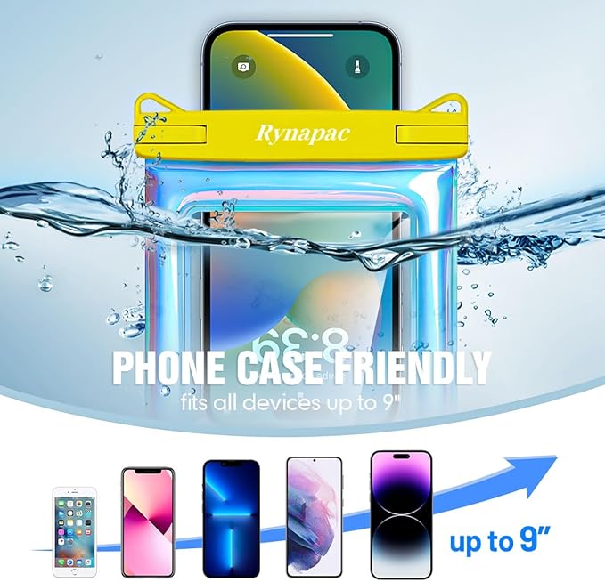 Waterproof Phone Pouch Floating for Beach Essentials, IPX8 Underwater Cell Phone Holder with Lanyard for iPhone 16 15 14 Pro Max, Galaxy S24/23/22 (Iridescent, Regular Size [8.5inch])